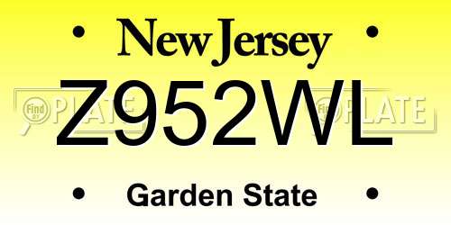 Z952WL New Jersey License Plate