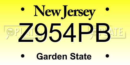 Z954PB New Jersey License Plate