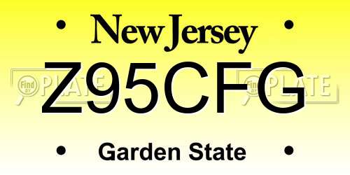Z95CFG New Jersey License Plate