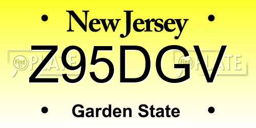 Z95DGV New Jersey License Plate