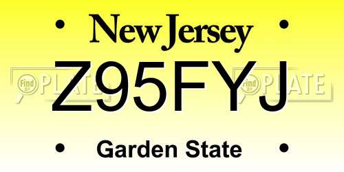 Z95FYJ New Jersey License Plate