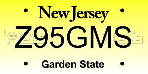 Z95GMS New Jersey License Plate
