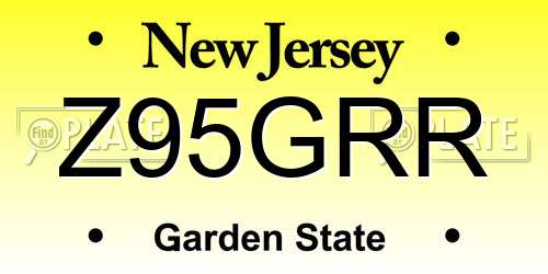 Z95GRR New Jersey License Plate