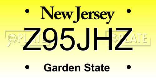 Z95JHZ New Jersey License Plate
