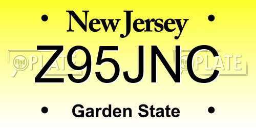 Z95JNC New Jersey License Plate