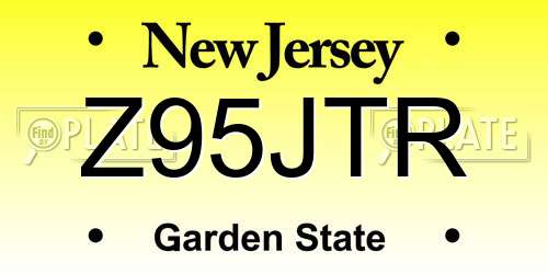 Z95JTR New Jersey License Plate