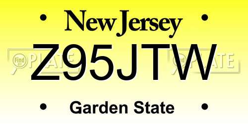 Z95JTW New Jersey License Plate