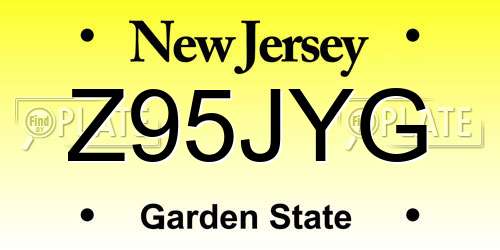 Z95JYG New Jersey License Plate