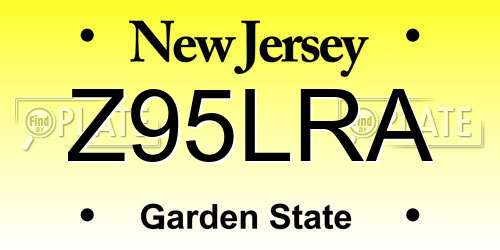 Z95LRA New Jersey License Plate
