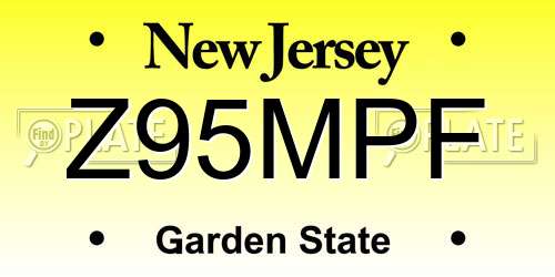 Z95MPF New Jersey License Plate