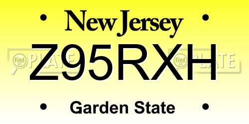 Z95RXH New Jersey License Plate