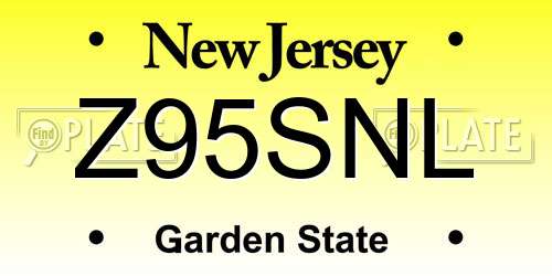 Z95SNL New Jersey License Plate