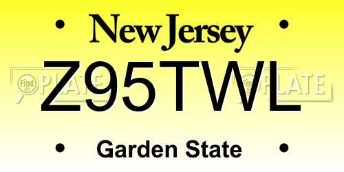 Z95TWL New Jersey License Plate