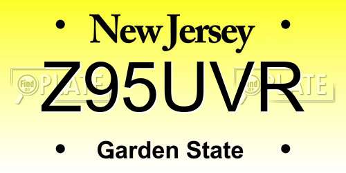 Z95UVR New Jersey License Plate