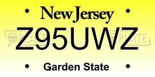 Z95UWZ New Jersey License Plate
