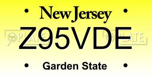Z95VDE New Jersey License Plate