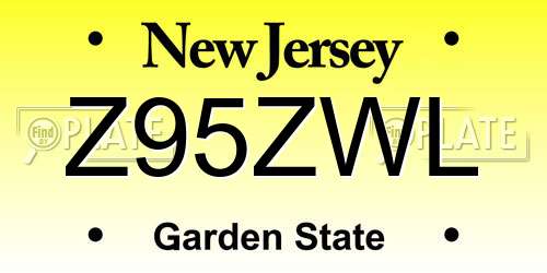 Z95ZWL New Jersey License Plate