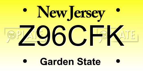 Z96CFK New Jersey License Plate