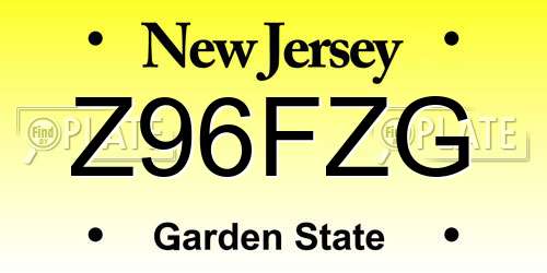 Z96FZG New Jersey License Plate