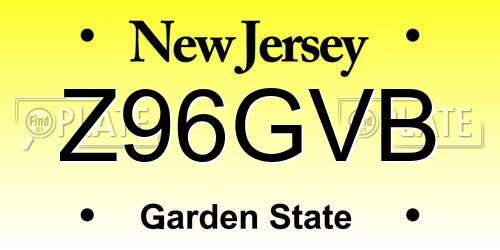 Z96GVB New Jersey License Plate