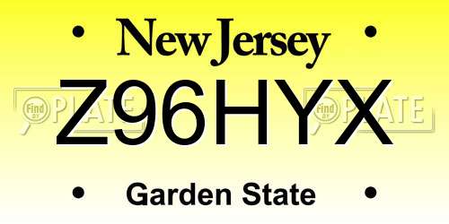 Z96HYX New Jersey License Plate