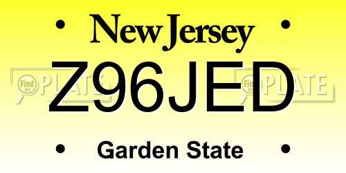 Z96JED New Jersey License Plate