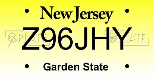 Z96JHY New Jersey License Plate