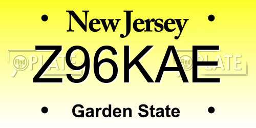 Z96KAE New Jersey License Plate