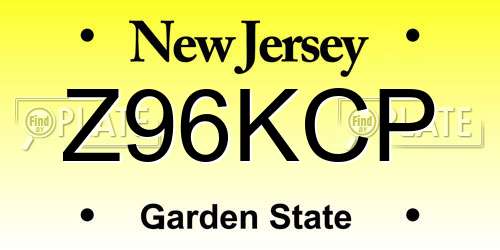 Z96KCP New Jersey License Plate