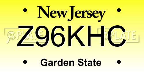 Z96KHC New Jersey License Plate