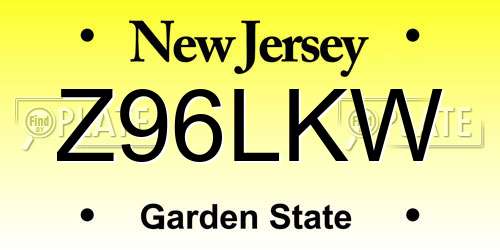 Z96LKW New Jersey License Plate