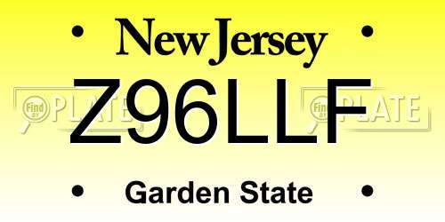Z96LLF New Jersey License Plate