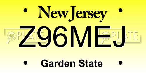 Z96MEJ New Jersey License Plate