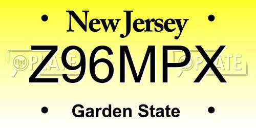 Z96MPX New Jersey License Plate
