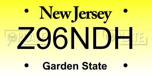 Z96NDH New Jersey License Plate