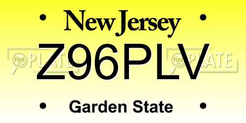 Z96PLV New Jersey License Plate