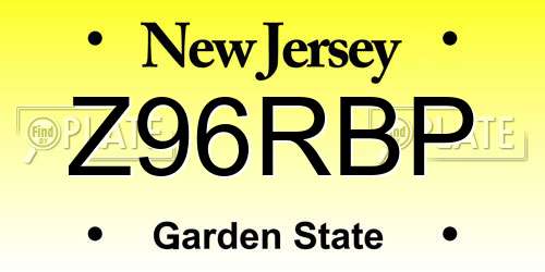 Z96RBP New Jersey License Plate