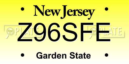 Z96SFE New Jersey License Plate