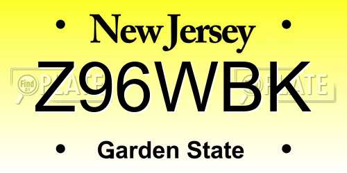 Z96WBK New Jersey License Plate