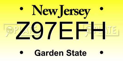 Z97EFH New Jersey License Plate
