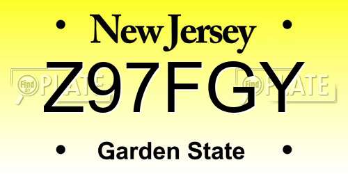 Z97FGY New Jersey License Plate