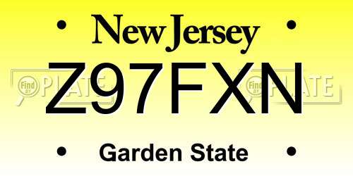 Z97FXN New Jersey License Plate