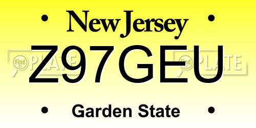 Z97GEU New Jersey License Plate