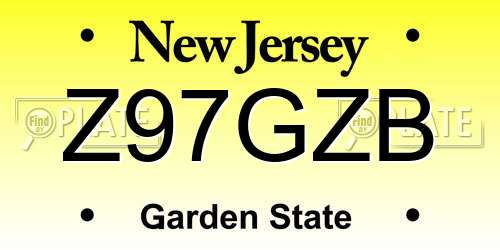 Z97GZB New Jersey License Plate