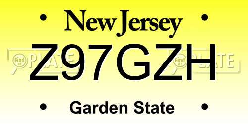 Z97GZH New Jersey License Plate