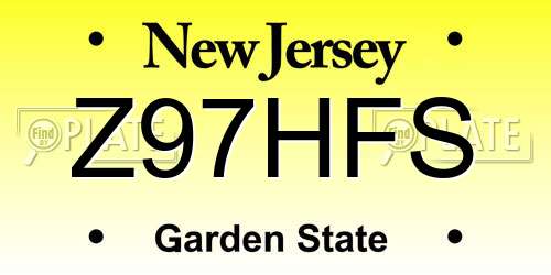 Z97HFS New Jersey License Plate