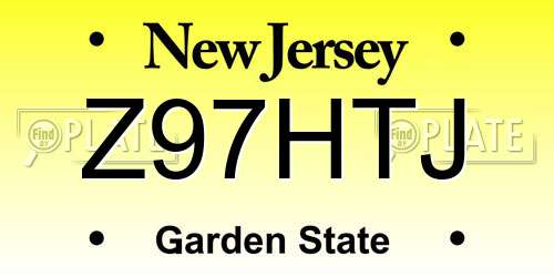 Z97HTJ New Jersey License Plate