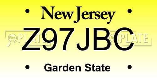 Z97JBC New Jersey License Plate