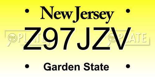 Z97JZV New Jersey License Plate
