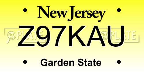 Z97KAU New Jersey License Plate